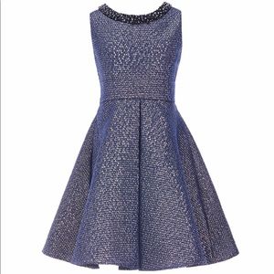 Metallic Jacquard Fit-And-Flare Dress